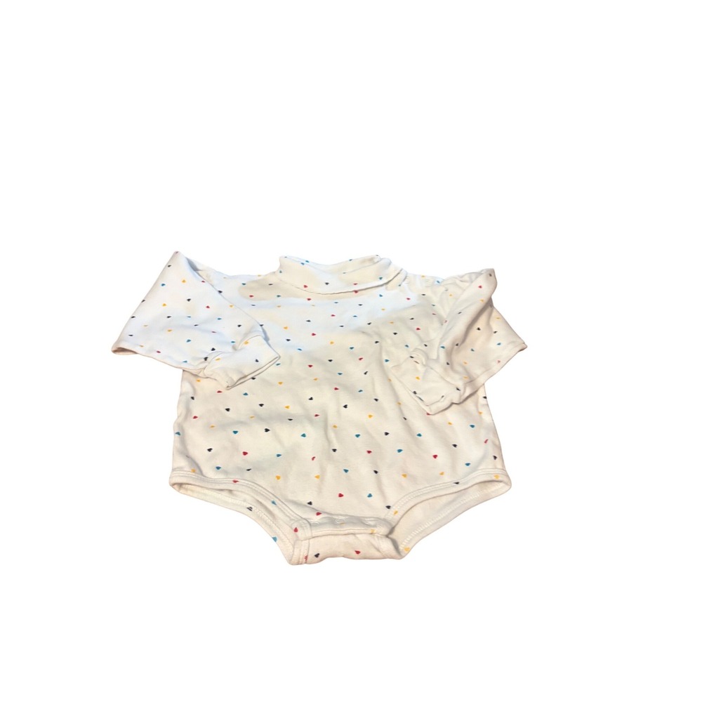 Circo Bodysuit Vintage Heart Print White Long Sleeve Turtleneck 24M 90s Kidcore